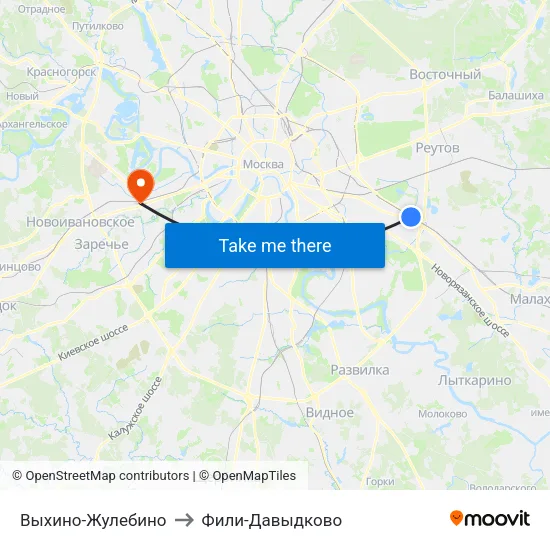 Выхино-Жулебино to Фили-Давыдково map