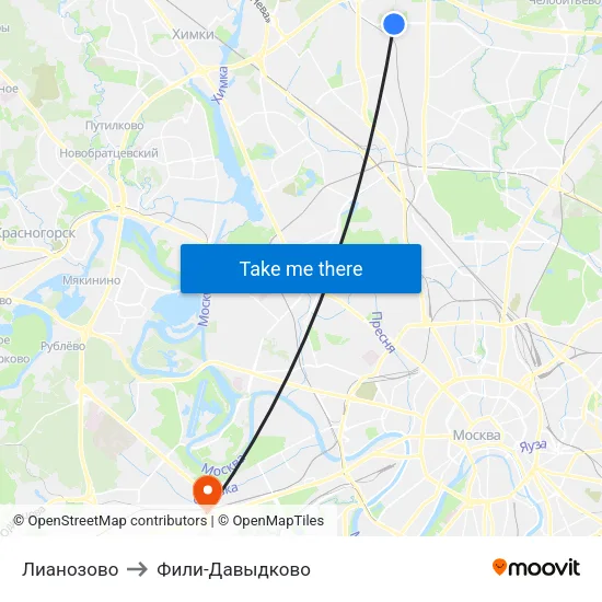 Лианозово to Фили-Давыдково map
