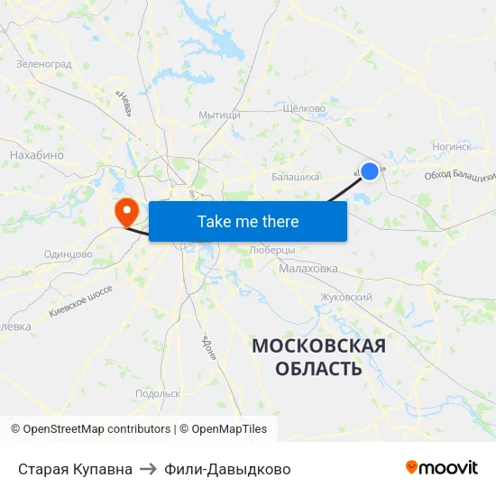 Старая Купавна to Фили-Давыдково map