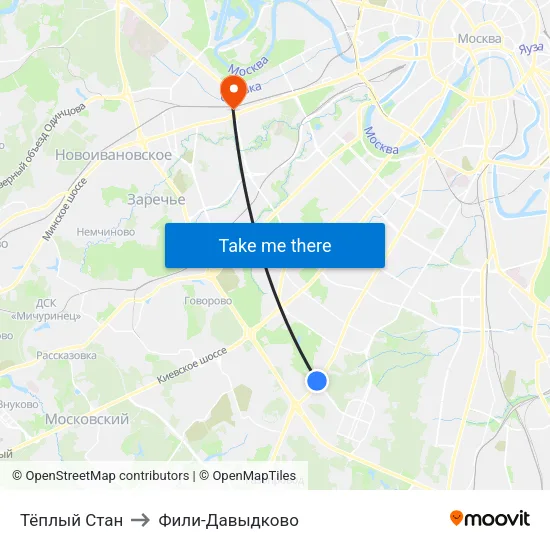 Тёплый Стан to Фили-Давыдково map