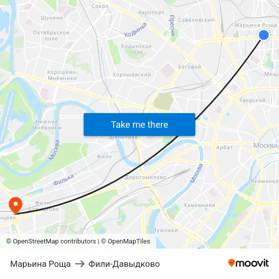 Марьина Роща to Фили-Давыдково map