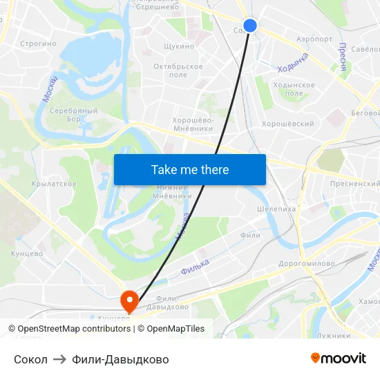 Сокол to Фили-Давыдково map