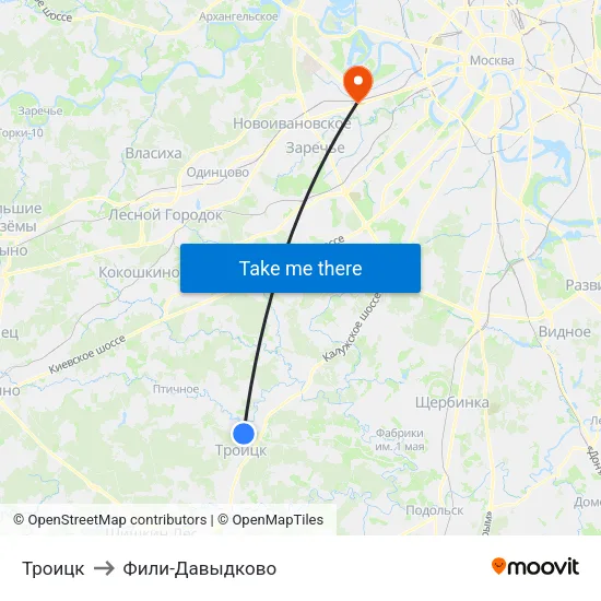 Троицк to Фили-Давыдково map