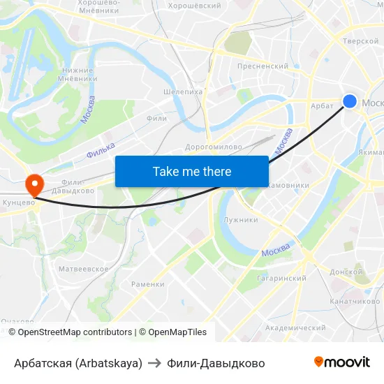 Арбатская (Arbatskaya) to Фили-Давыдково map