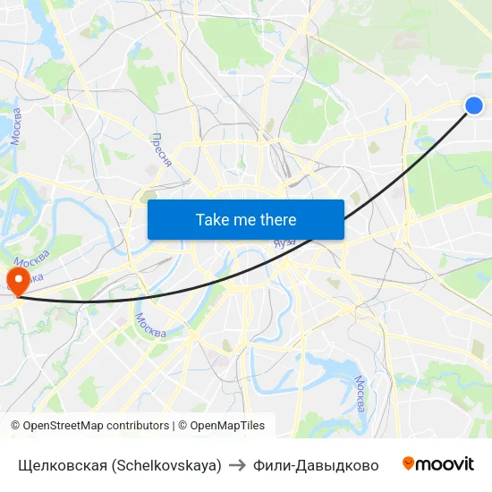 Щелковская (Schelkovskaya) to Фили-Давыдково map