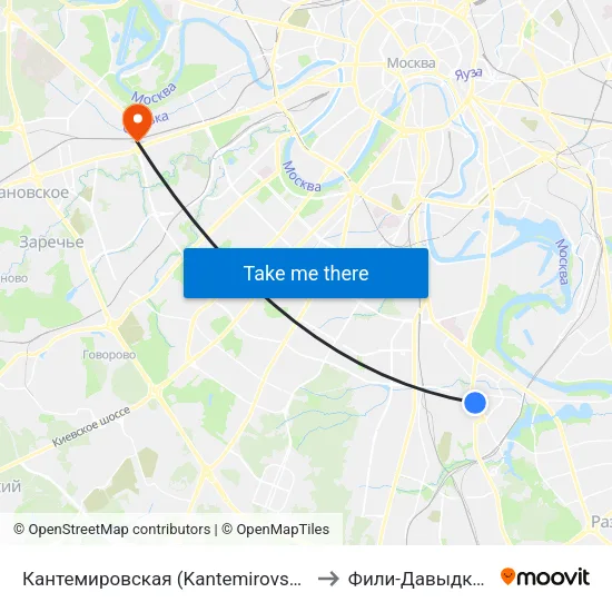Кантемировская (Kantemirovskaya) to Фили-Давыдково map