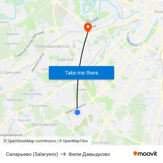 Саларьево (Salaryevo) to Фили-Давыдково map