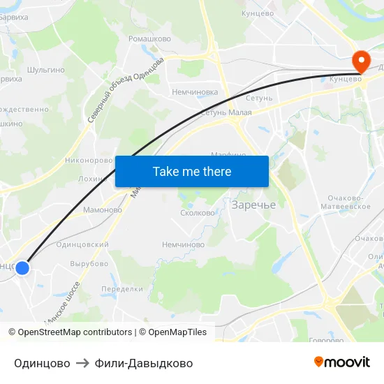 Одинцово to Фили-Давыдково map