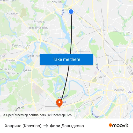 Ховрино (Khovrino) to Фили-Давыдково map