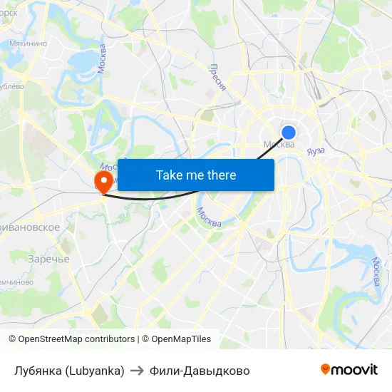 Лубянка (Lubyanka) to Фили-Давыдково map