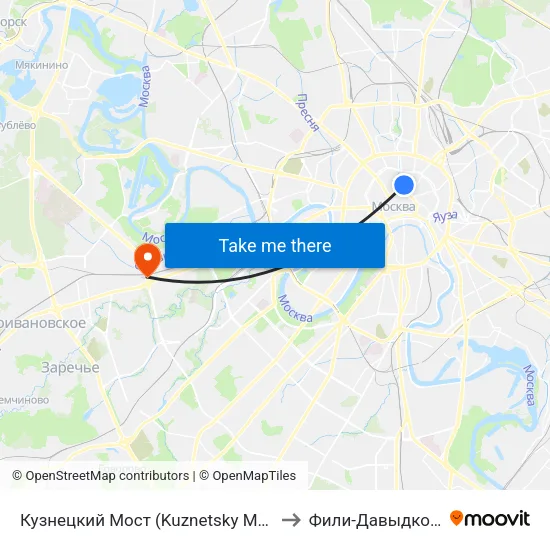 Кузнецкий Мост (Kuznetsky Most) to Фили-Давыдково map