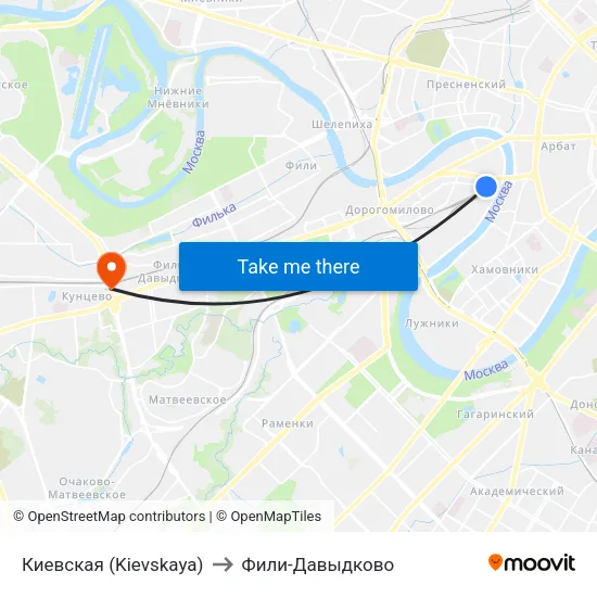 Киевская (Kievskaya) to Фили-Давыдково map
