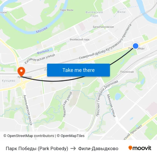 Парк Победы (Park Pobedy) to Фили-Давыдково map