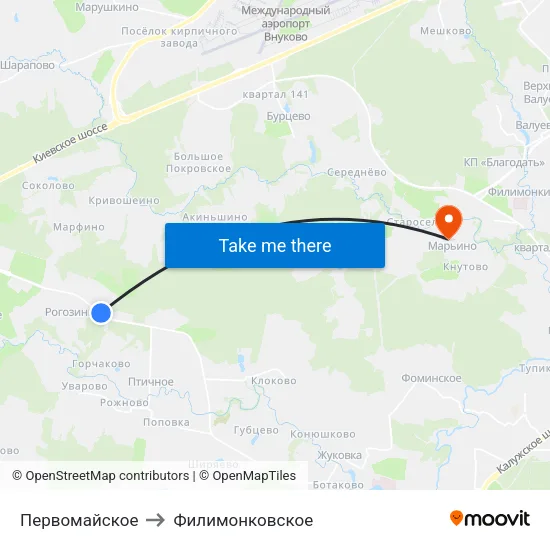 Первомайское to Филимонковское map