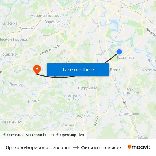 Орехово-Борисово Северное to Филимонковское map