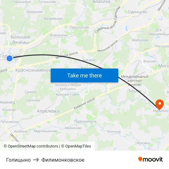 Голицыно to Филимонковское map
