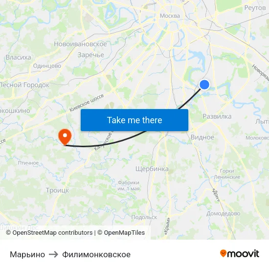 Марьино to Филимонковское map