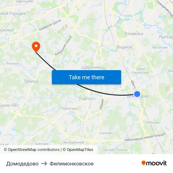 Домодедово to Филимонковское map