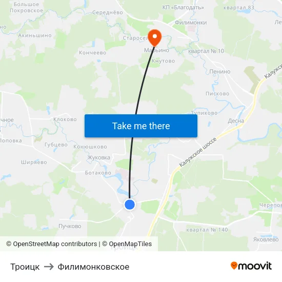 Троицк to Филимонковское map