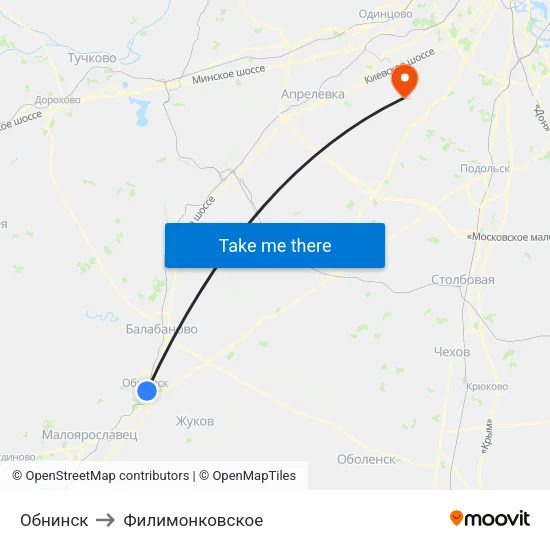 Обнинск to Филимонковское map