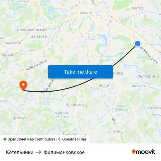 Котельники to Филимонковское map