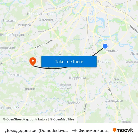 Домодедовская (Domodedovskaya) to Филимонковское map