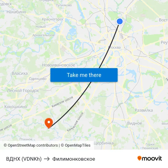 ВДНХ (VDNKh) to Филимонковское map