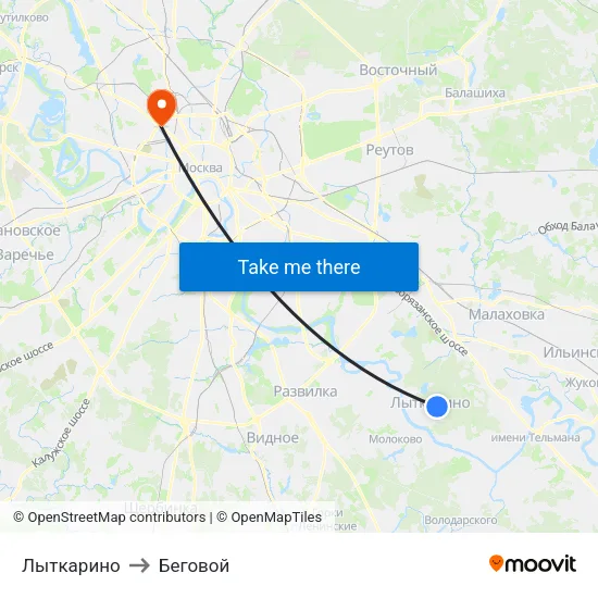 Лыткарино to Беговой map