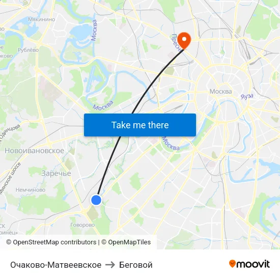 Очаково-Матвеевское to Беговой map