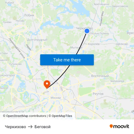 Черкизово to Беговой map