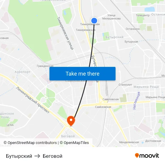 Бутырский to Беговой map