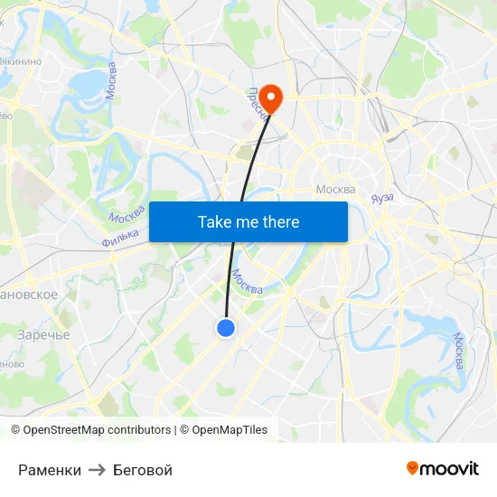 Раменки to Беговой map