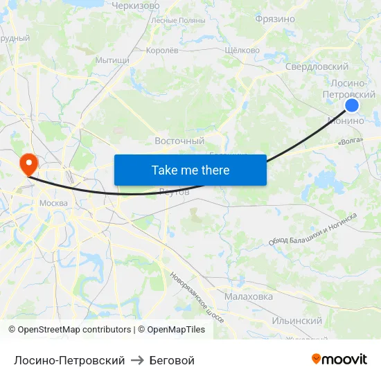 Лосино-Петровский to Беговой map