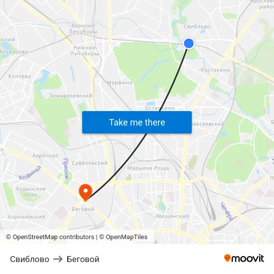 Свиблово to Беговой map