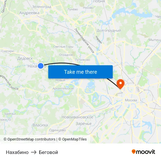 Нахабино to Беговой map