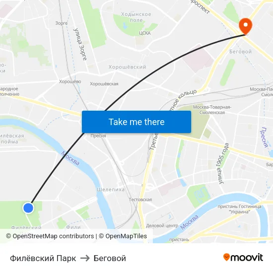 Филёвский Парк to Беговой map
