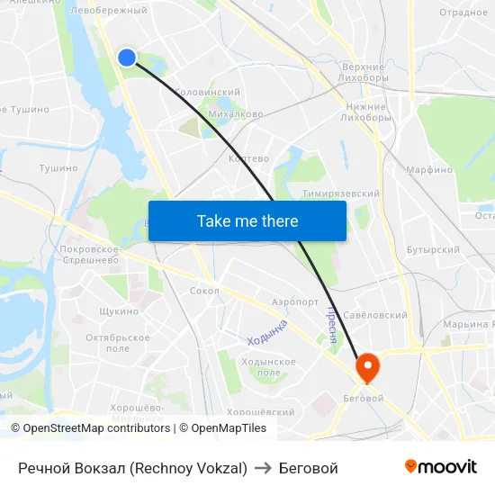 Речной Вокзал (Rechnoy Vokzal) to Беговой map