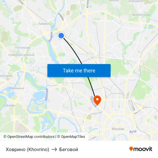 Ховрино (Khovrino) to Беговой map