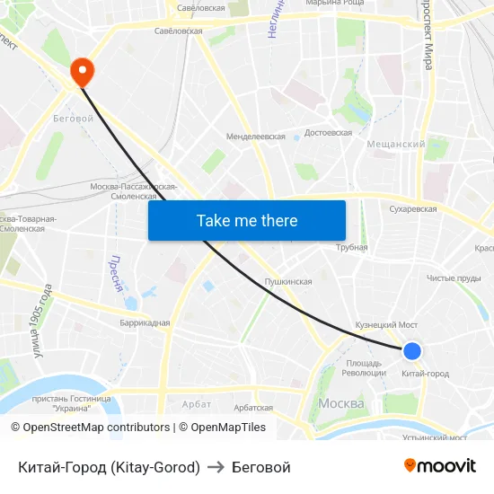 Китай-Город (Kitay-Gorod) to Беговой map