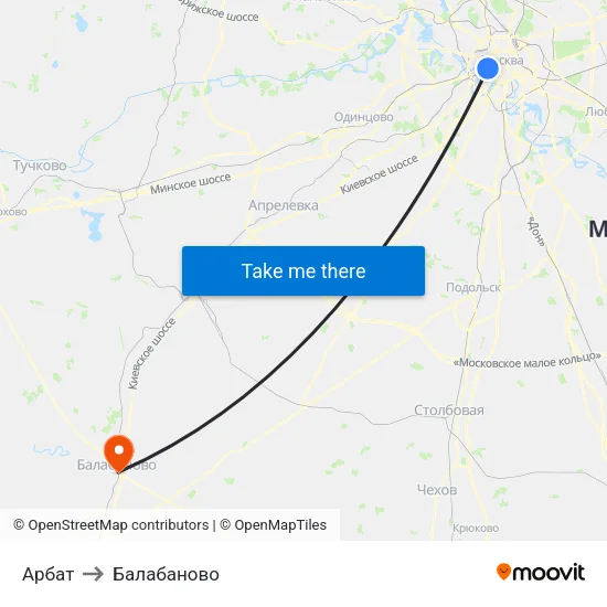 Арбат to Балабаново map