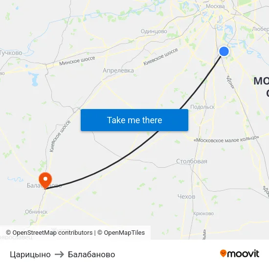 Царицыно to Балабаново map