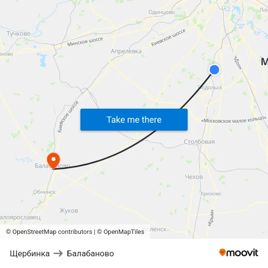 Щербинка to Балабаново map