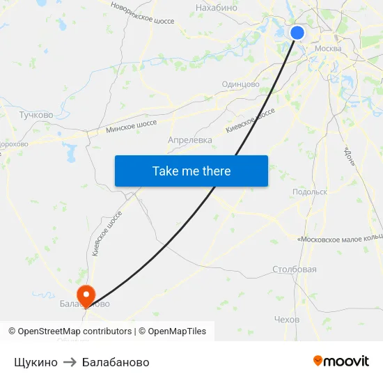 Щукино to Балабаново map