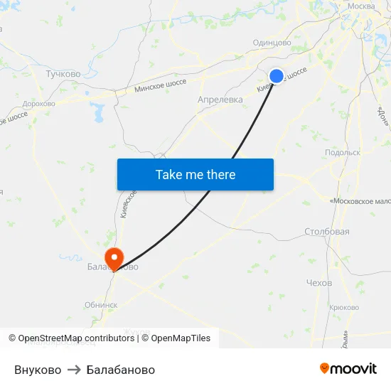 Внуково to Балабаново map