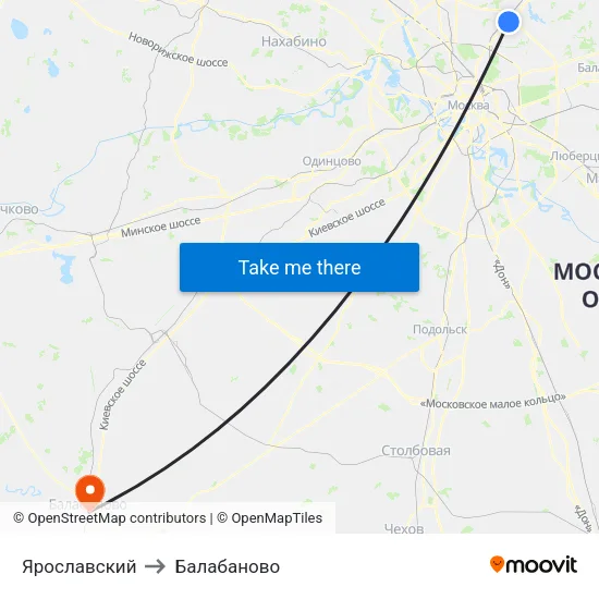 Ярославский to Балабаново map