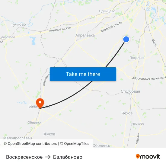 Воскресенское to Балабаново map