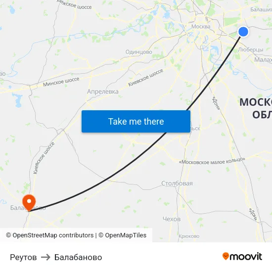 Реутов to Балабаново map