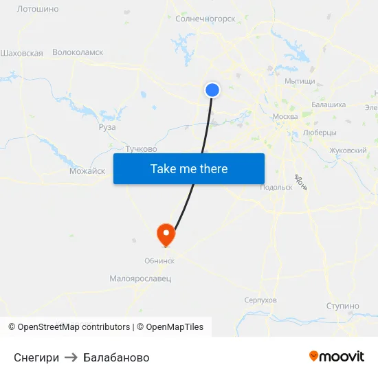 Снегири to Балабаново map
