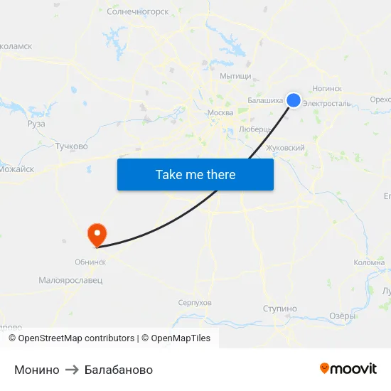 Монино to Балабаново map