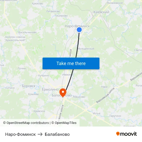 Наро-Фоминск to Балабаново map